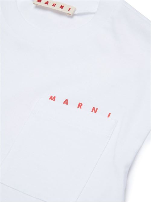 T-shirt unisex bambino Marni Kids bianca con taschino e logo MARNI KID | M01415M00RF0M100